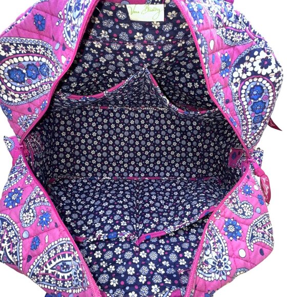 Vera Bradley Women’s Pink Quilted Paisley Print Shoulder & Handheld Duffle Bag - Picture 10 of 13